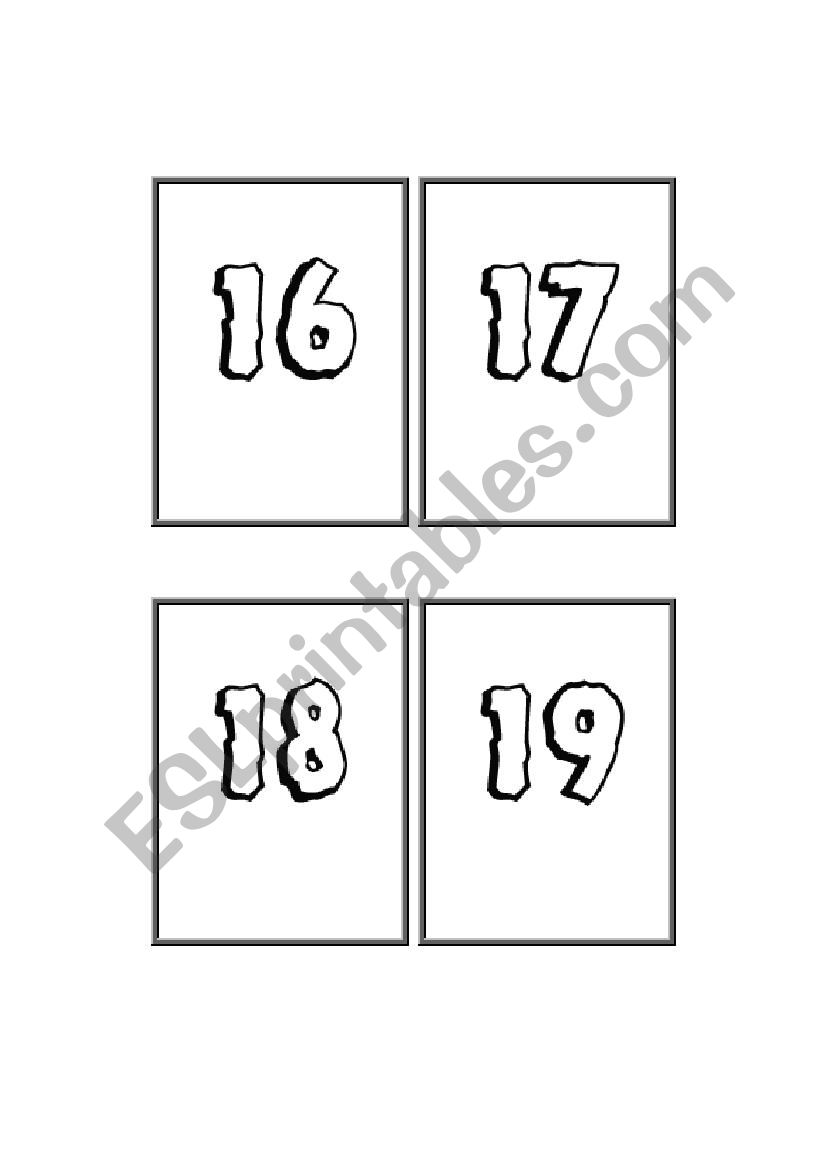 Numbers Flashcards Part 3 worksheet