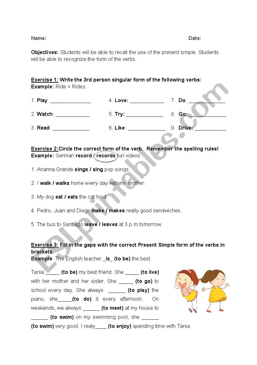 Present simple worksheet