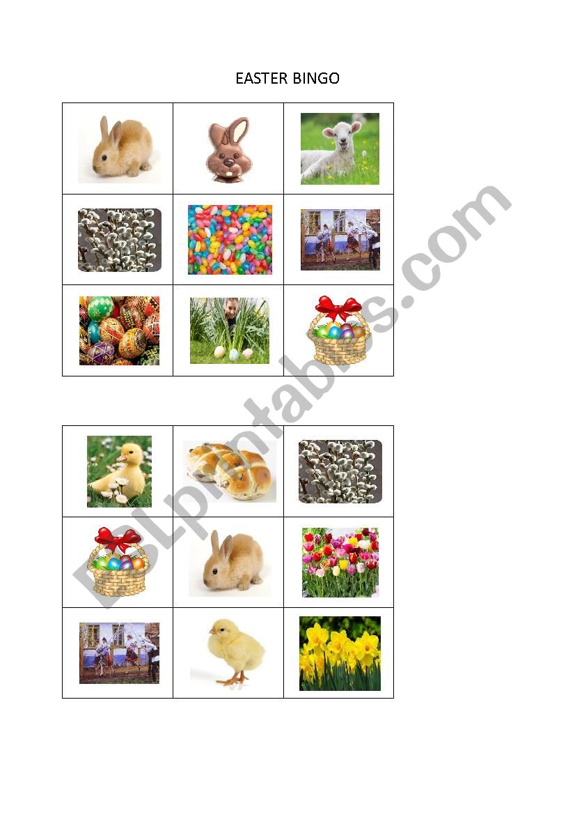 Easter bingo worksheet