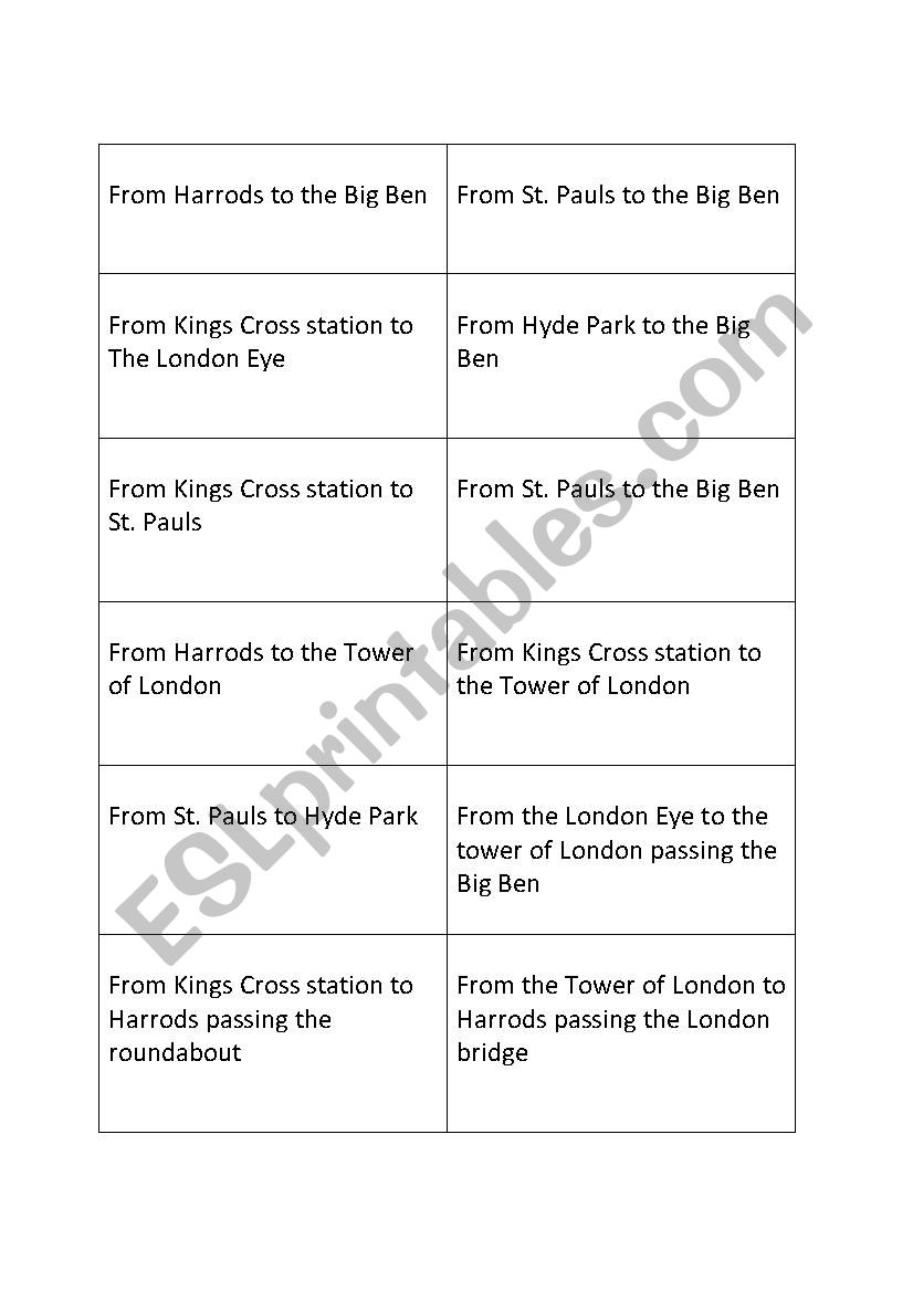 Prompts to use with the giving directions lesson 