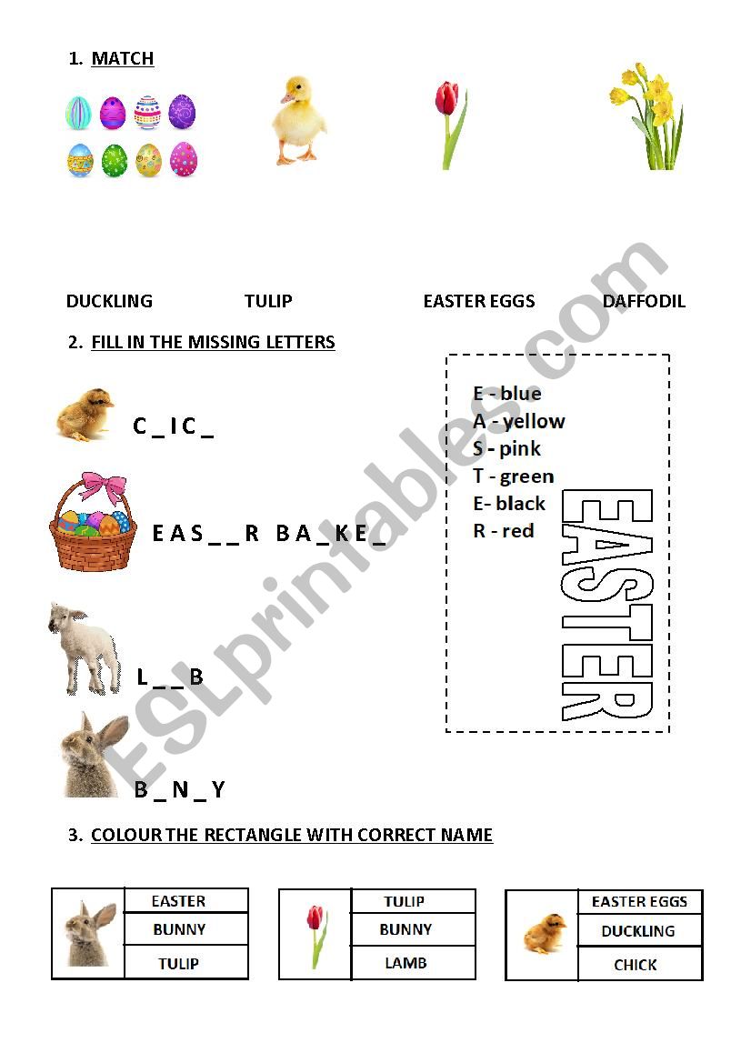 EASTER worksheet