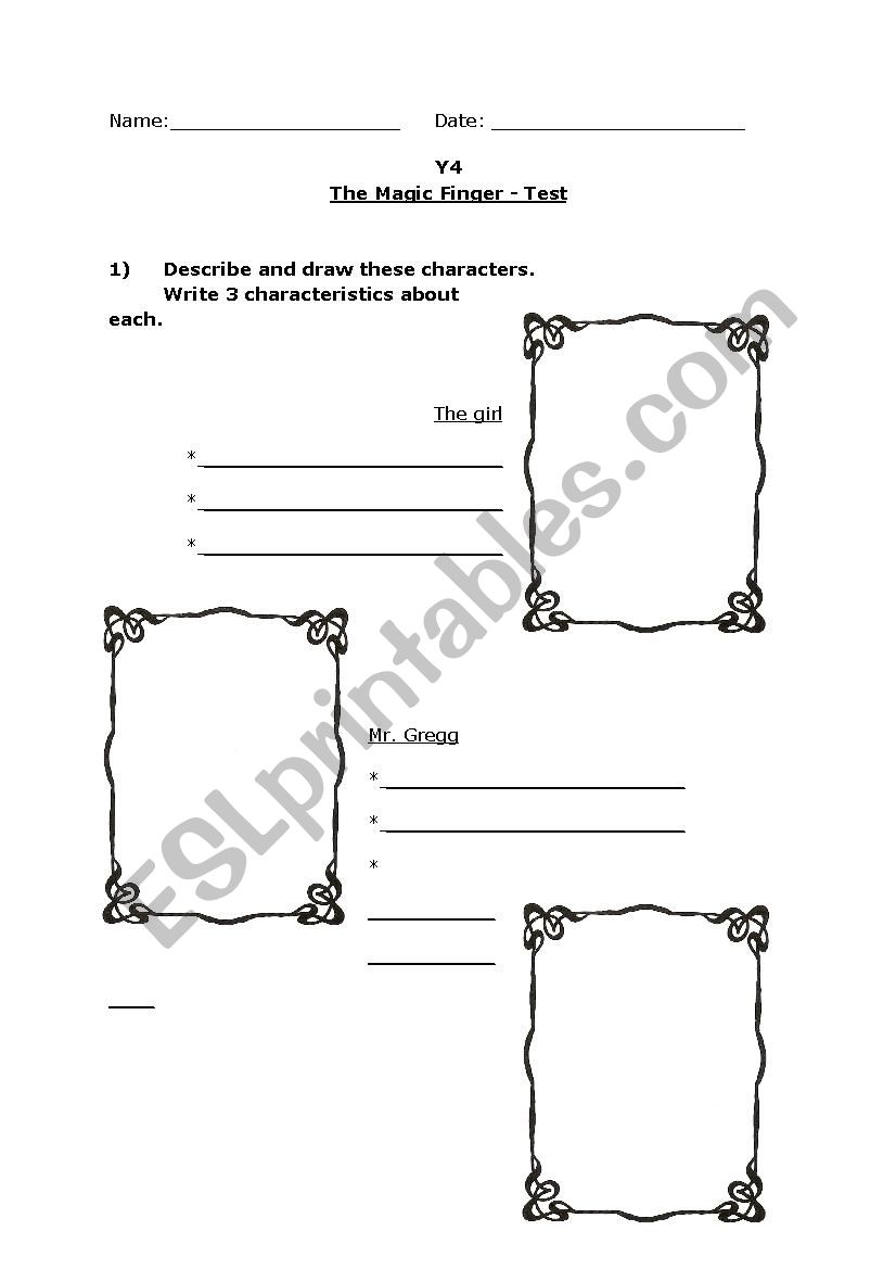 The Magic Finger Test worksheet