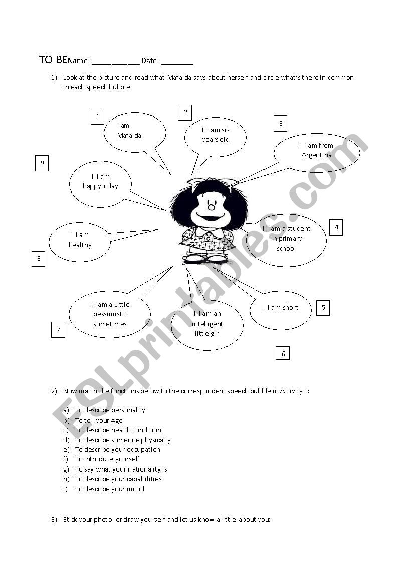 To Be-functions worksheet