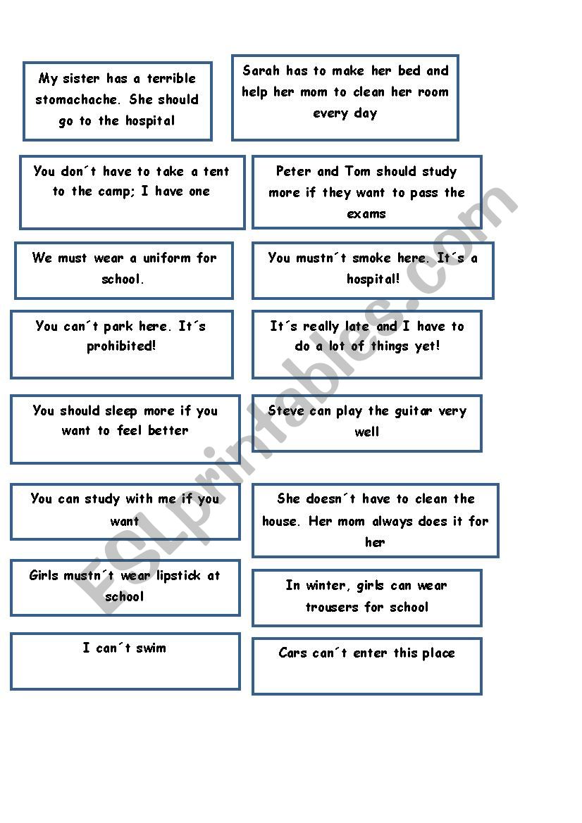 Modal Verbs worksheet