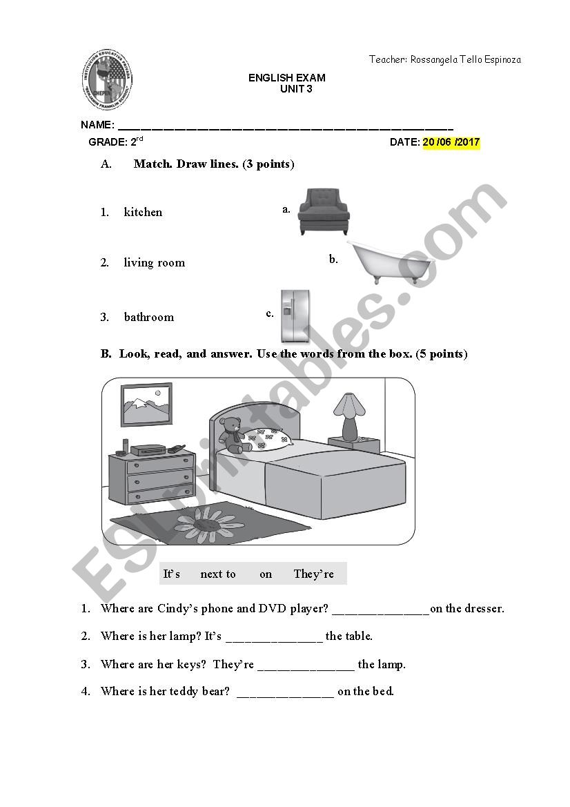 Parts of the house worksheet