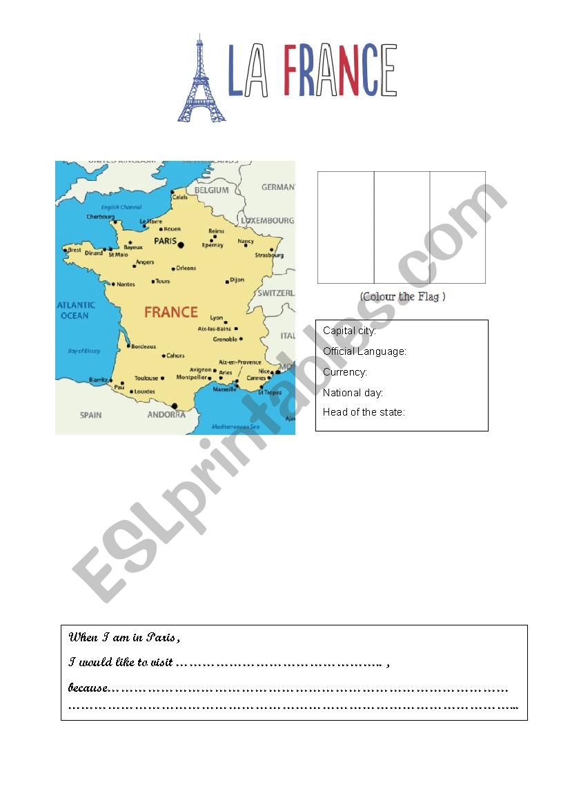 La France - ESL worksheet by Dora3010
