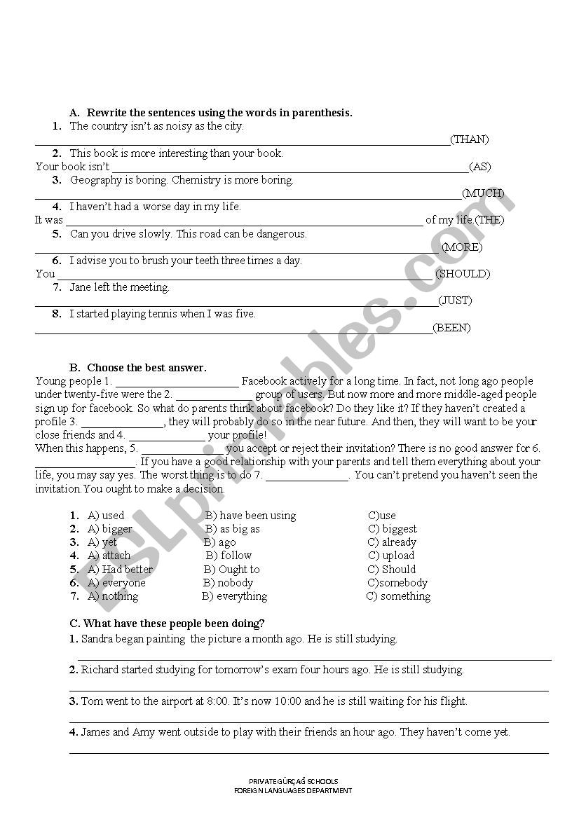 MIXED EXERCISES worksheet