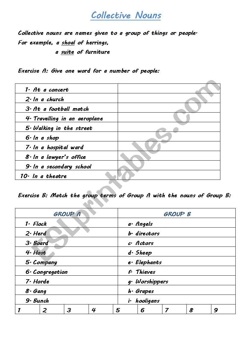 Collective Nouns worksheet