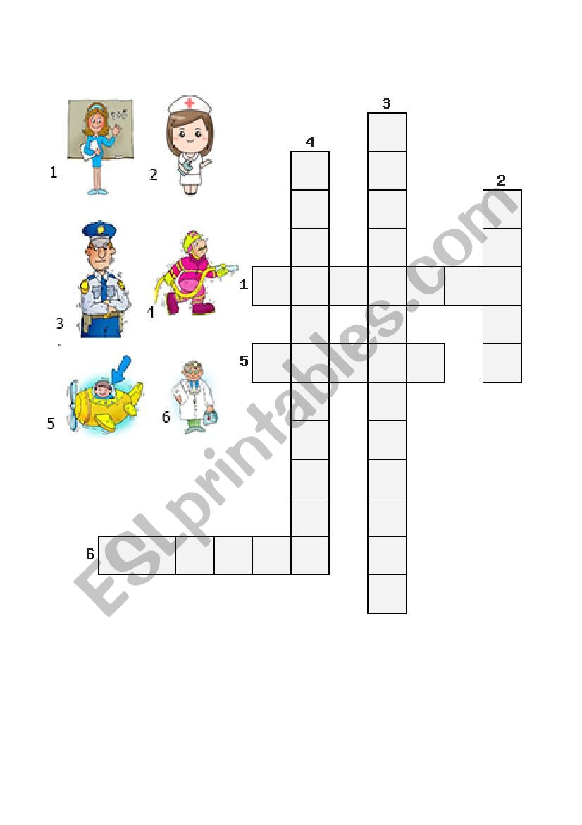 Comminity helpers crossword worksheet