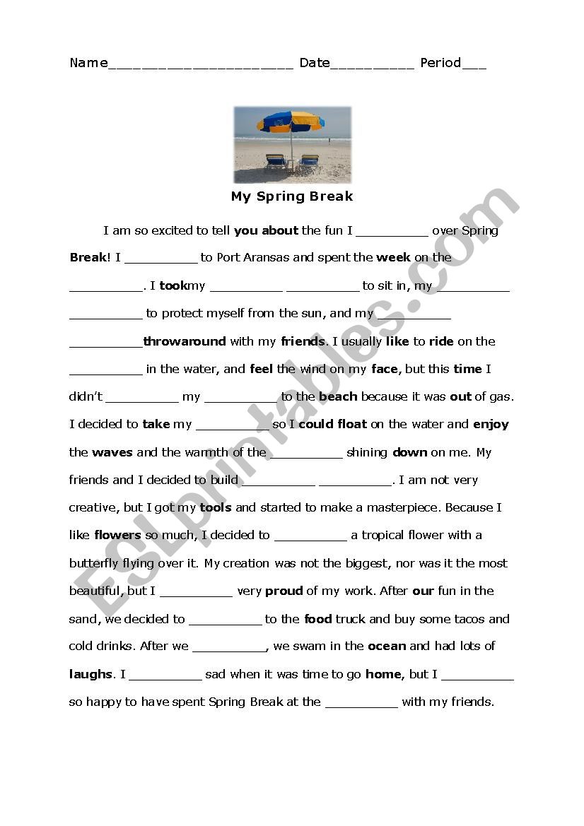 Beach Vocabulary Practice worksheet