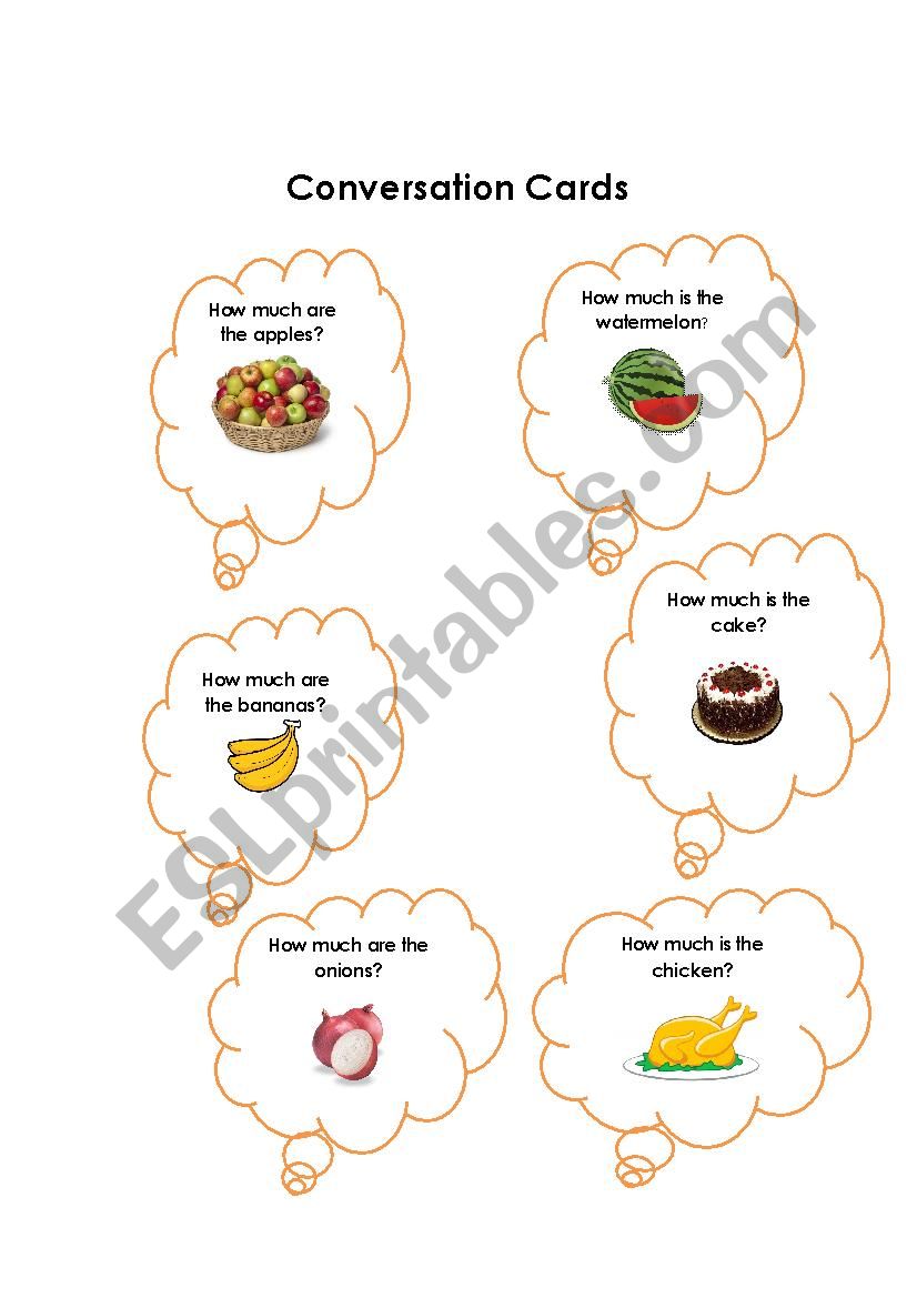 Conversation Cards (Food) worksheet