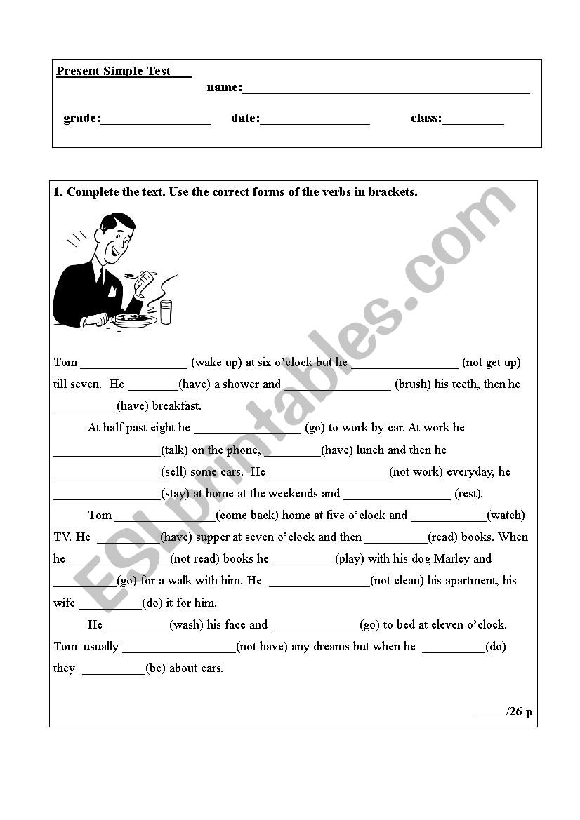 Present Simple Test worksheet