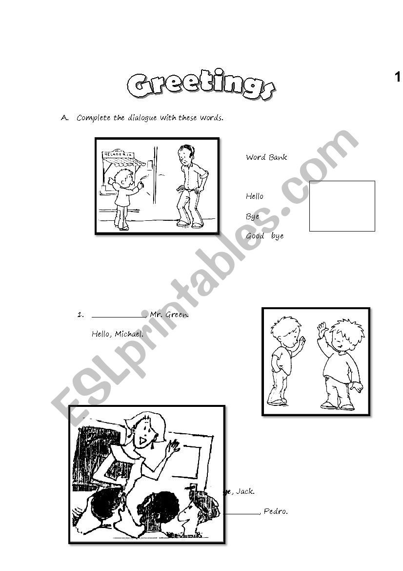 greetings  worksheet