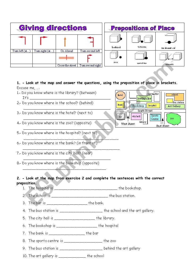 Giving Directions worksheet