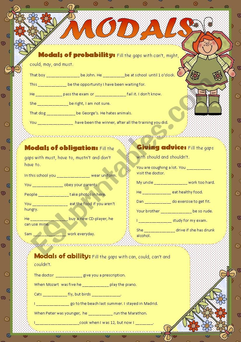 Modals worksheet