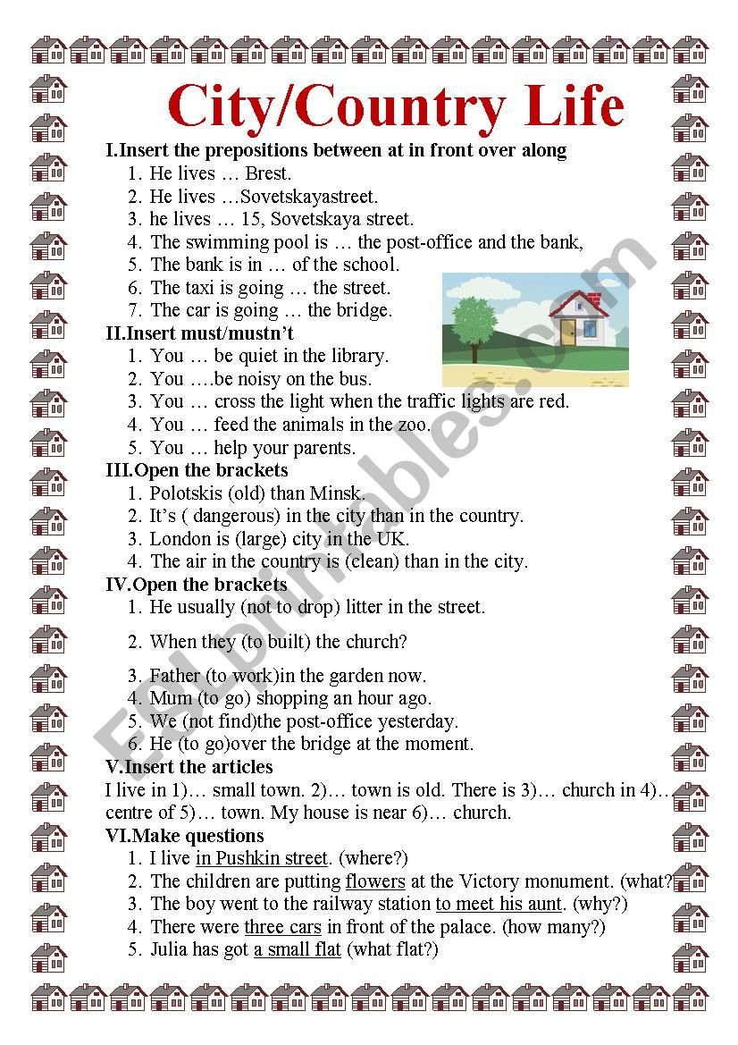 CITY/COUNTRY LIFE worksheet