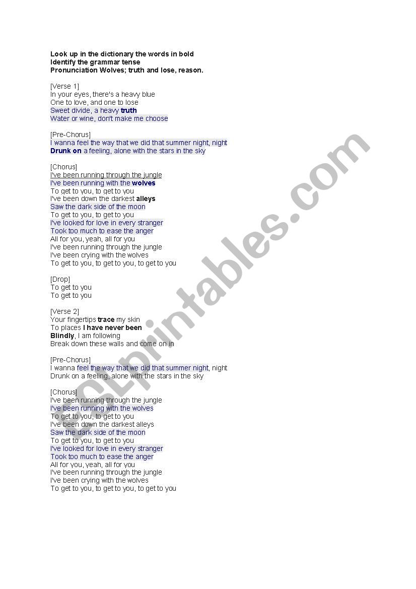 Songs Wolf  worksheet