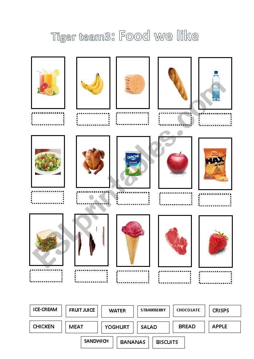 Food we like worksheet