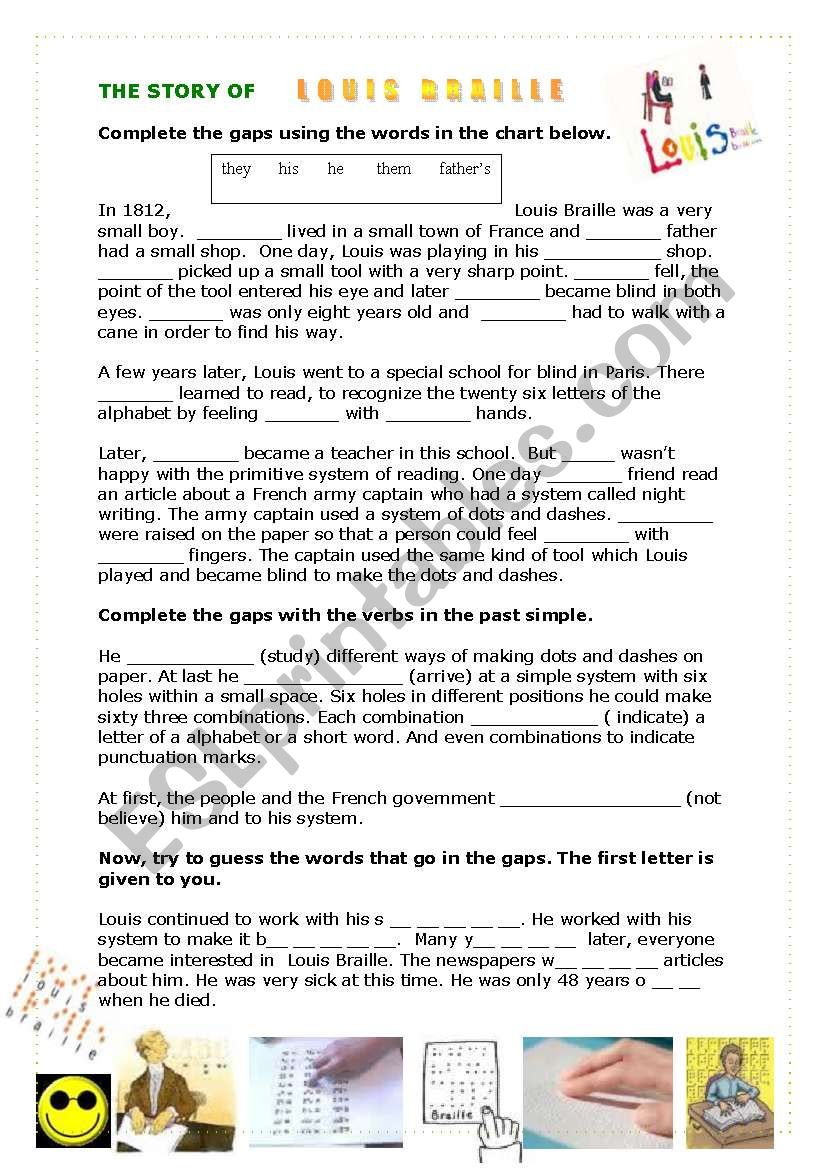 The Story of Louis Braille worksheet