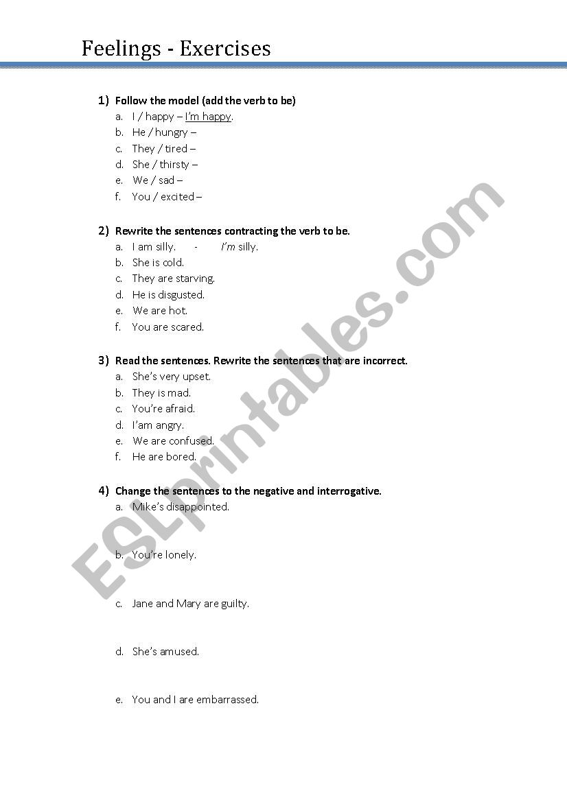 Feelings worksheet