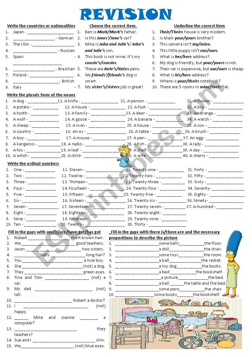 Revision (2 pages) worksheet