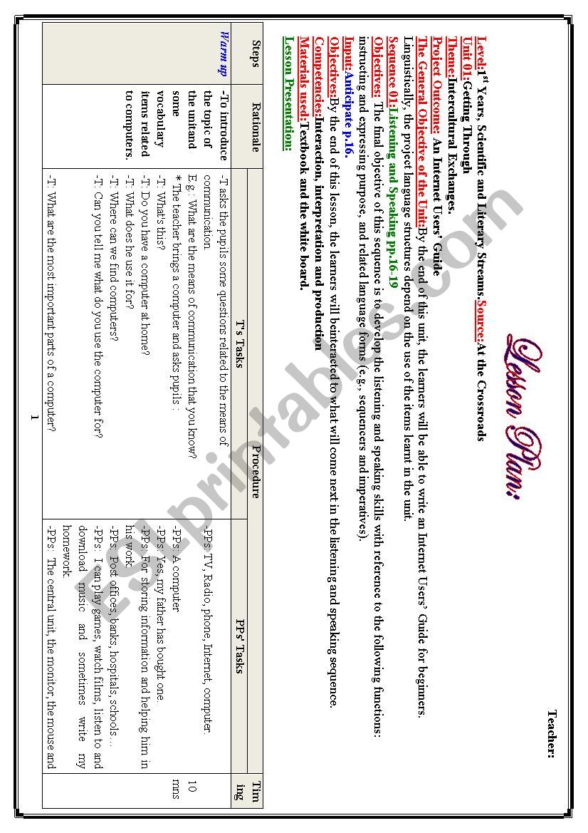 listening and speaking worksheet