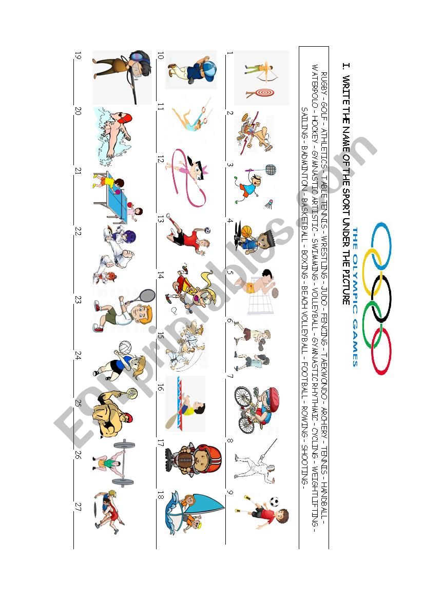 Olympic sports worksheet worksheet