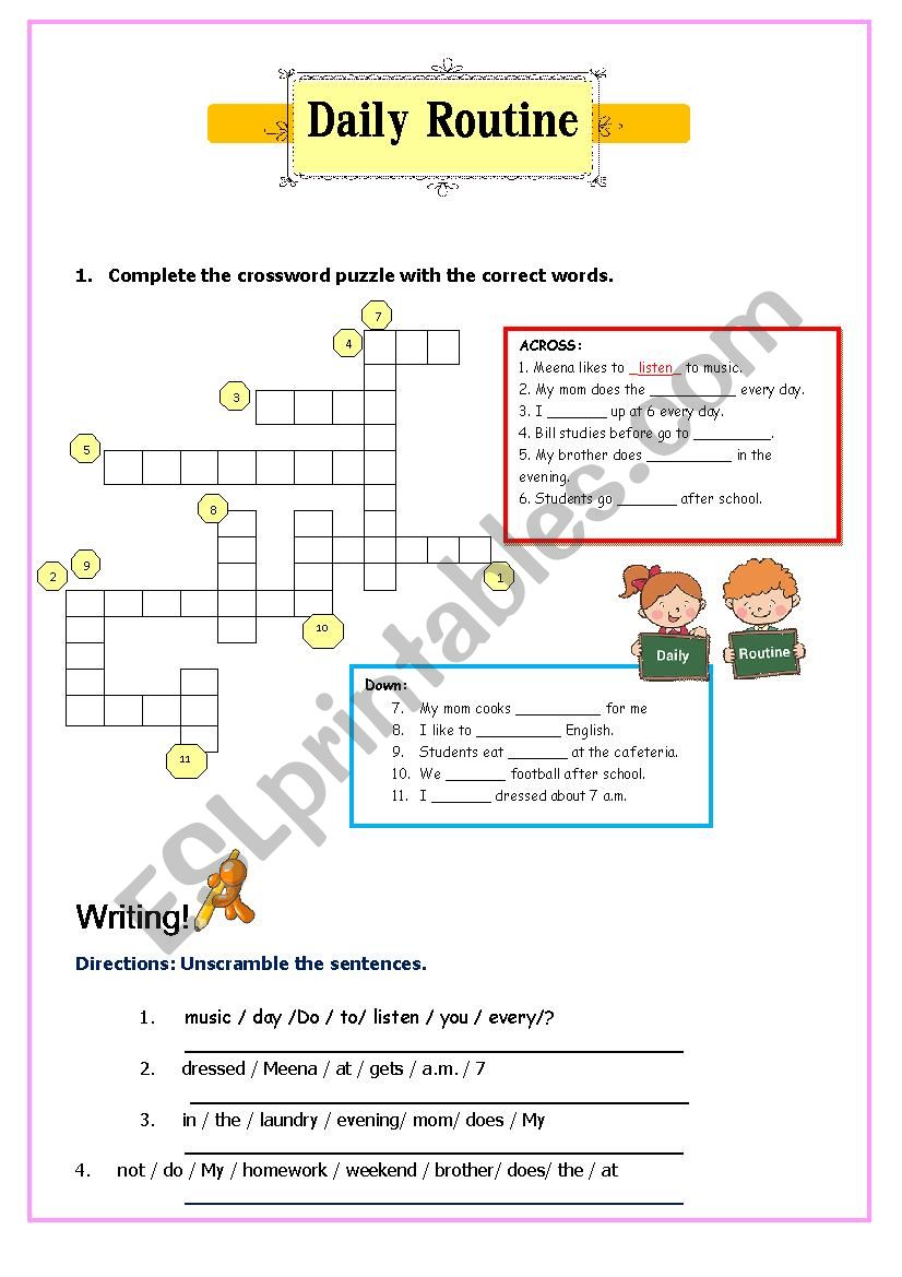 Daily Routines Puzzle worksheet
