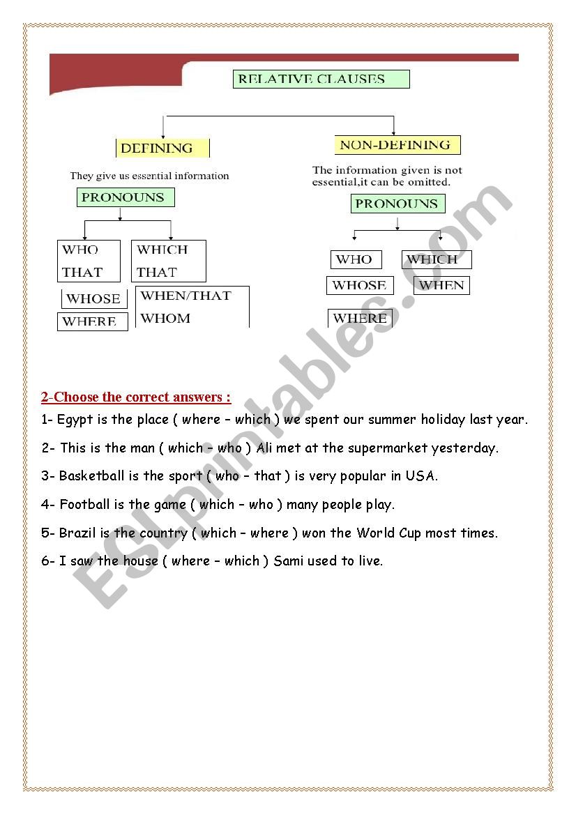 Relative Clause worksheet