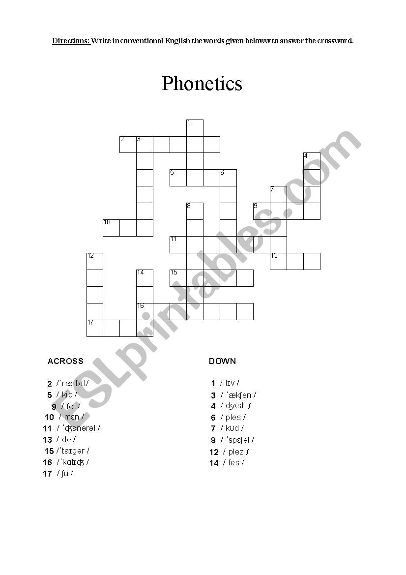 Crosswords worksheet