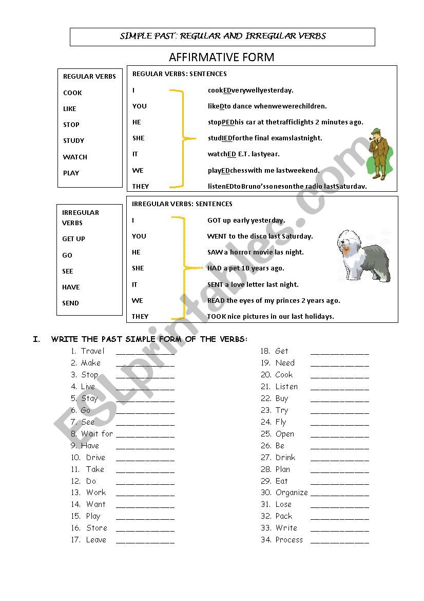 simple past - regular and irregular verbs