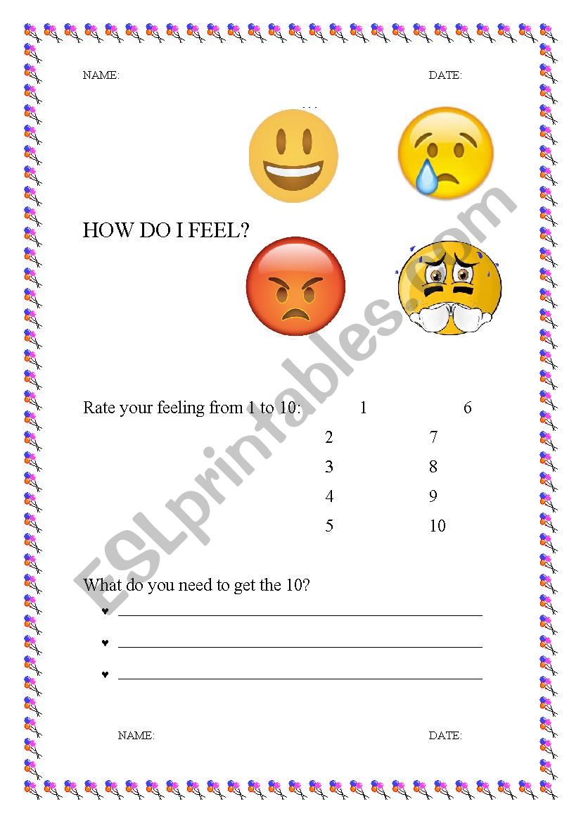 Feelings worksheet