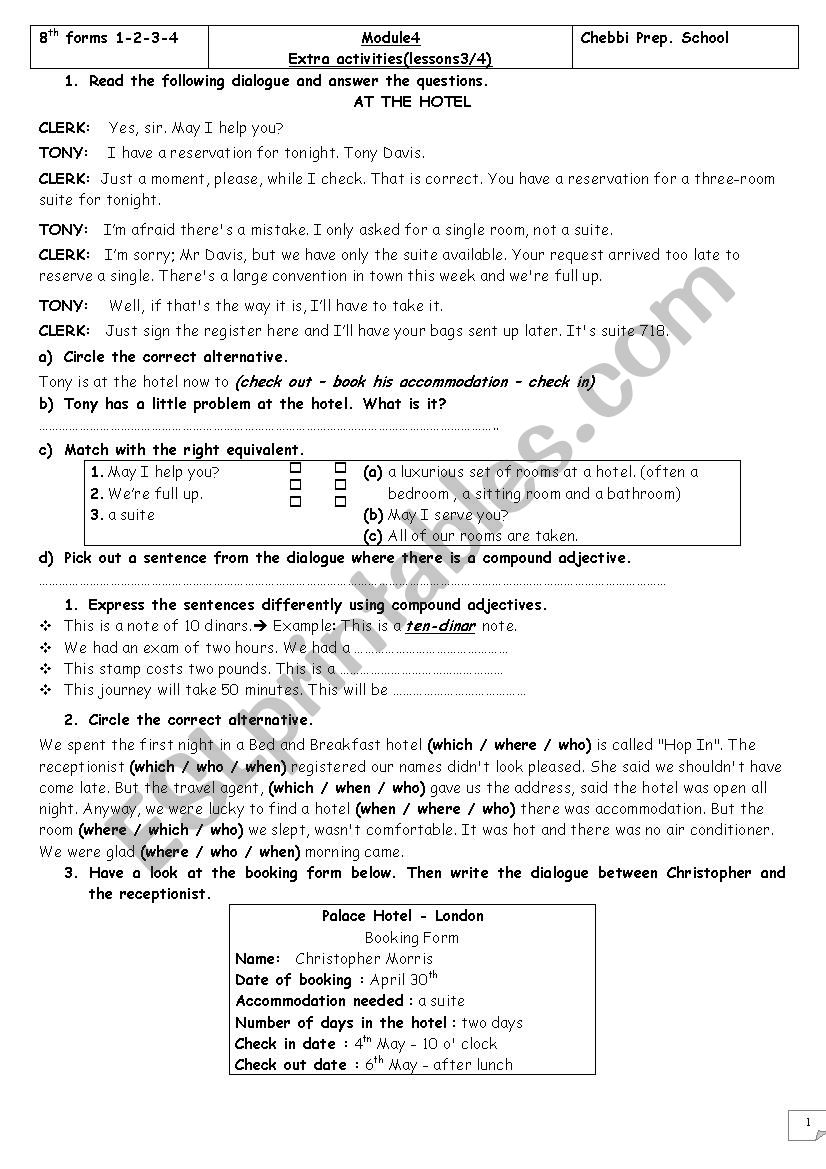8th form Module4 Extra activities(lessons3/4)