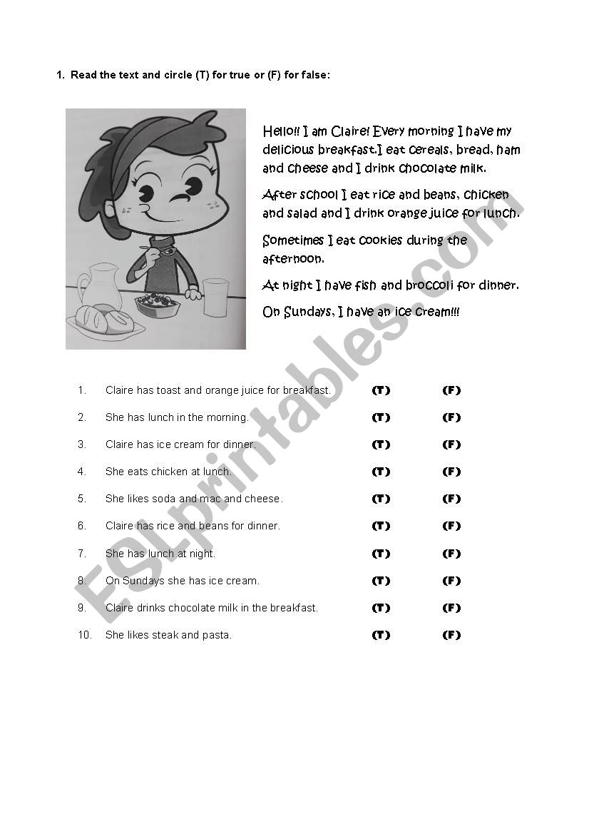 Reading for Begginers worksheet