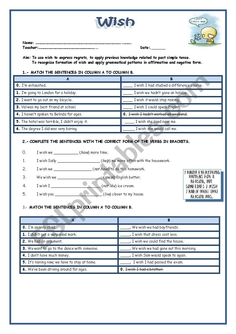 Wish Practice worksheet