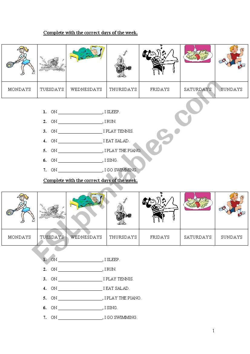 Days of the week-Look and complete