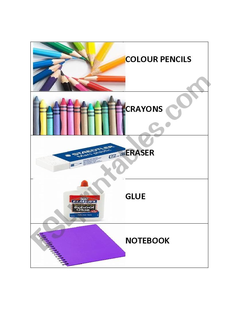 Objects of the school worksheet