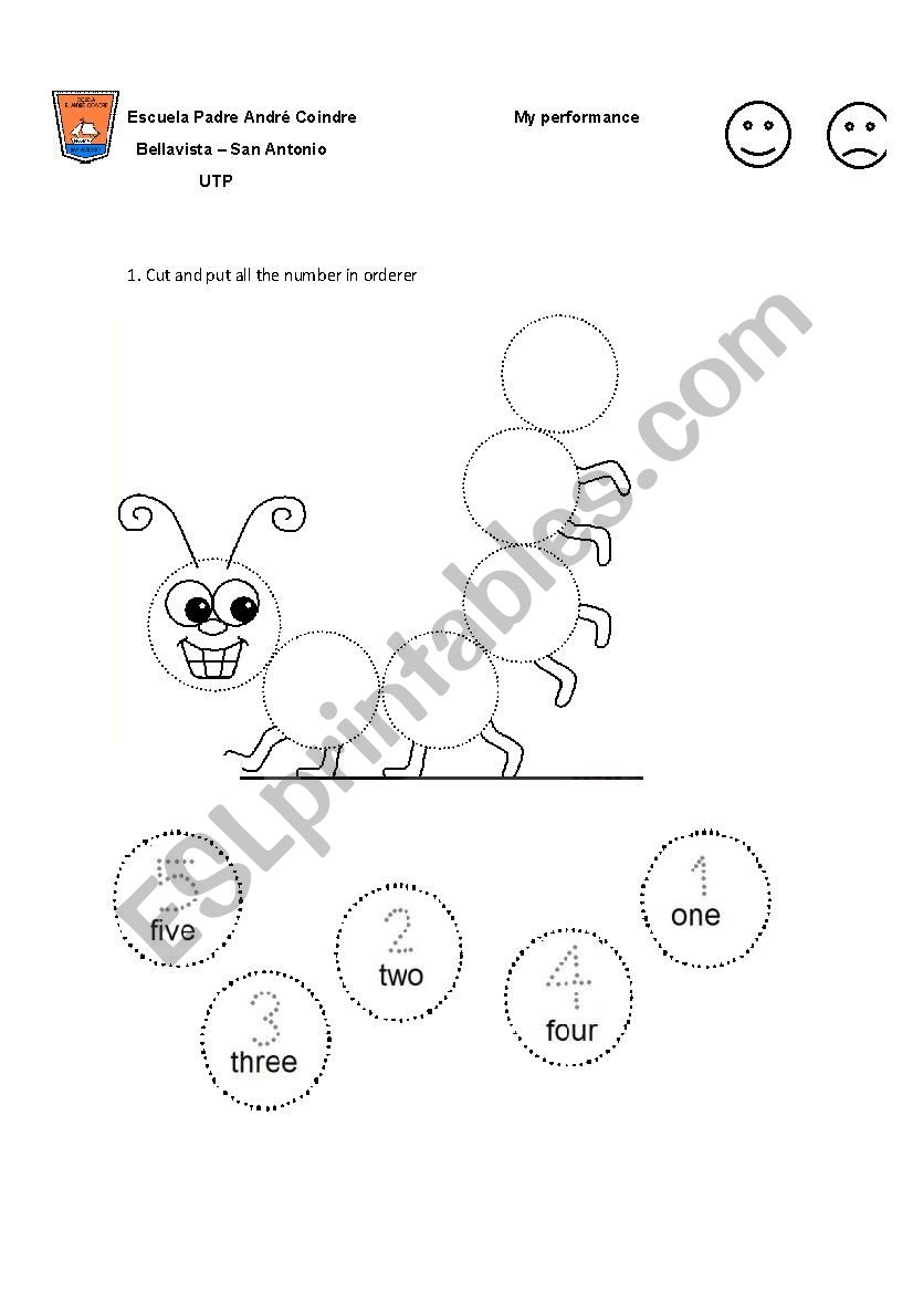 caterpillars numbers  worksheet