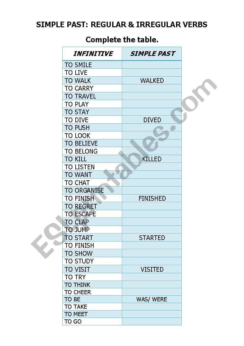 Simple Past worksheet