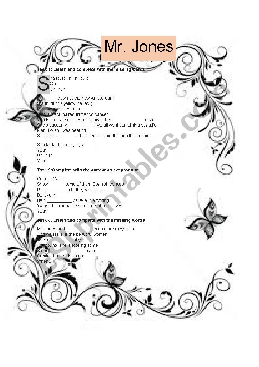 M.r Jones worksheet