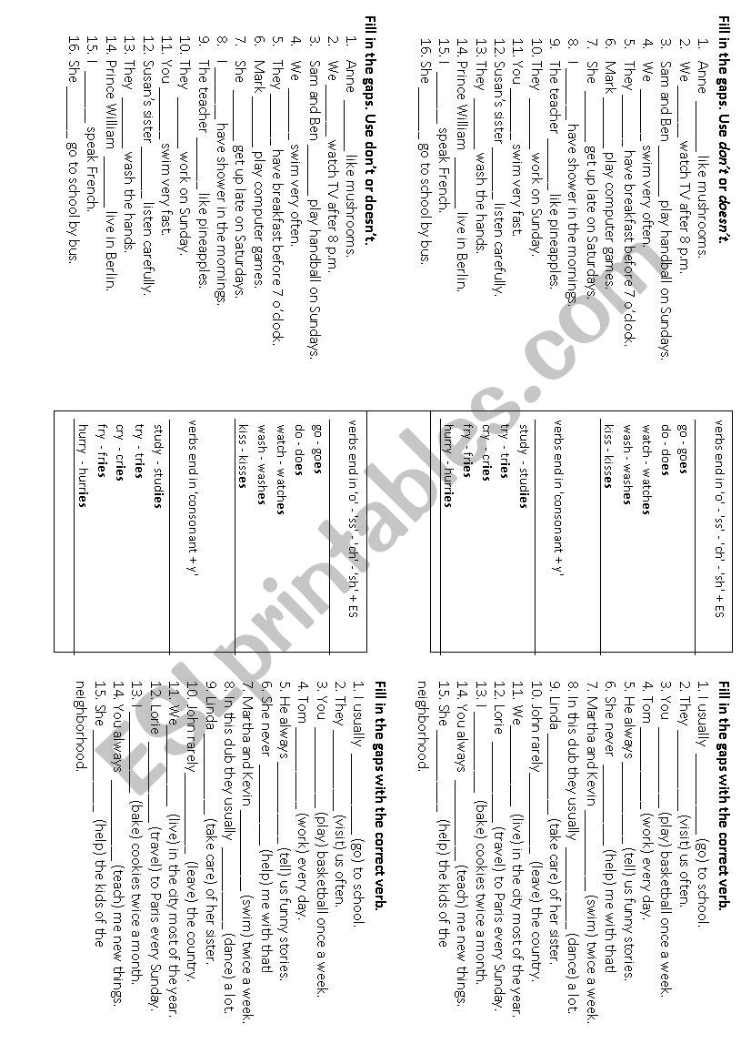 Present Simple Exercise worksheet