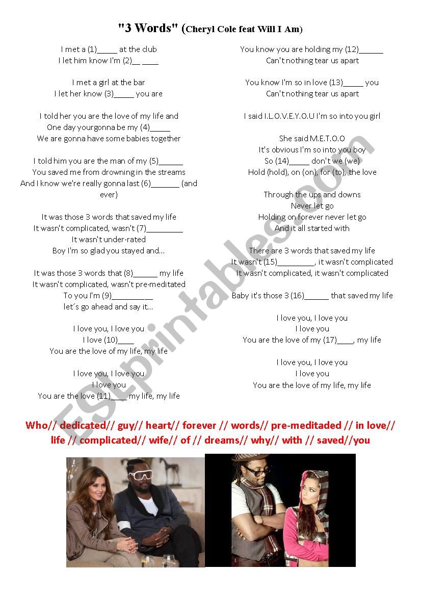 3 WORDS (CHERYL COLE FT WILL I AM)