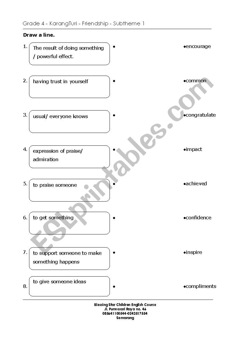 Friendship worksheet