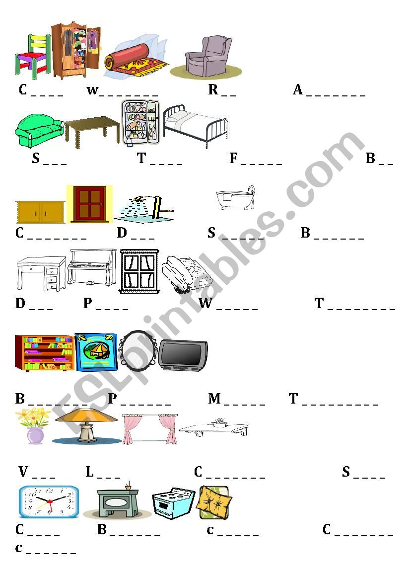   our  furniture  worksheet