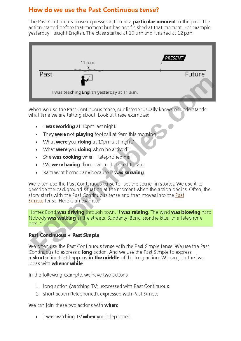 The past continuous tense worksheet