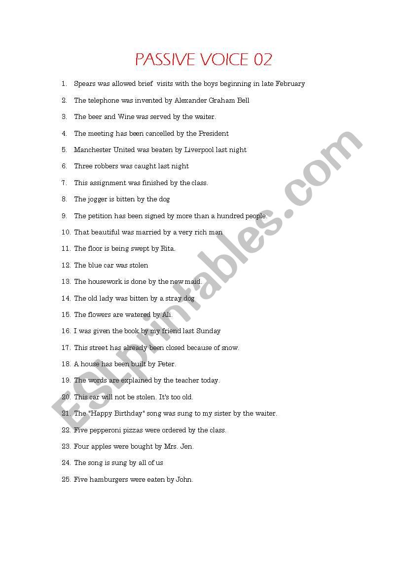 Passive Voice 02 worksheet