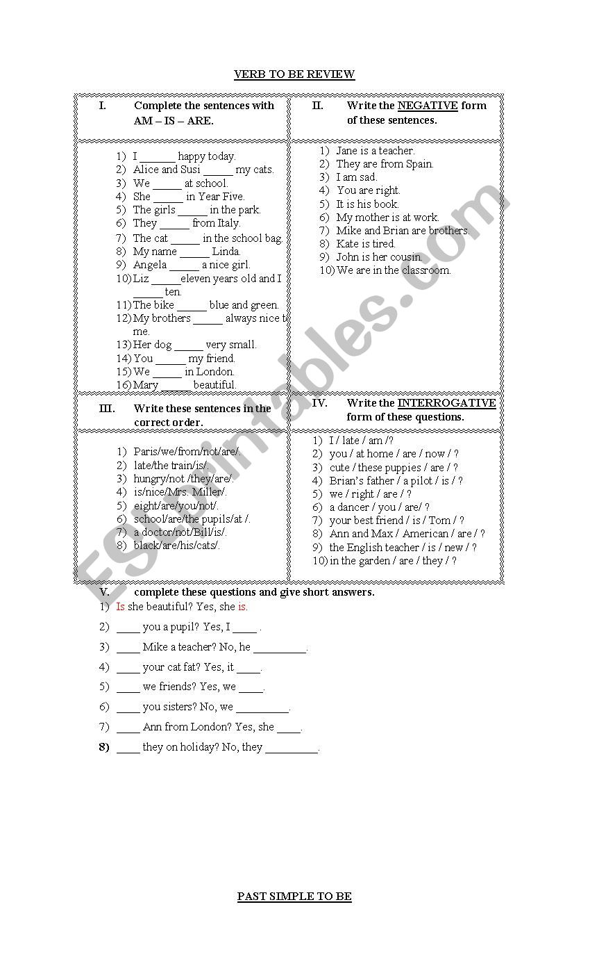 verb topresent/past worksheet