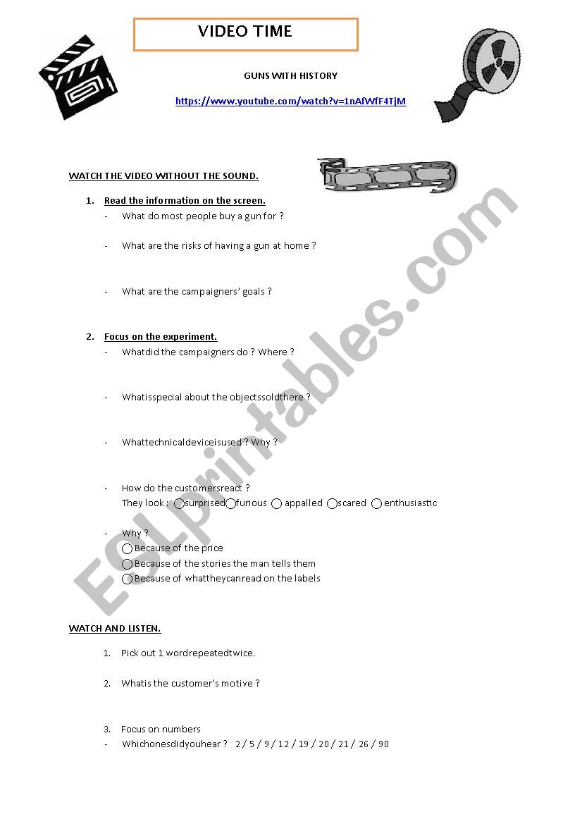 guns with history worksheet