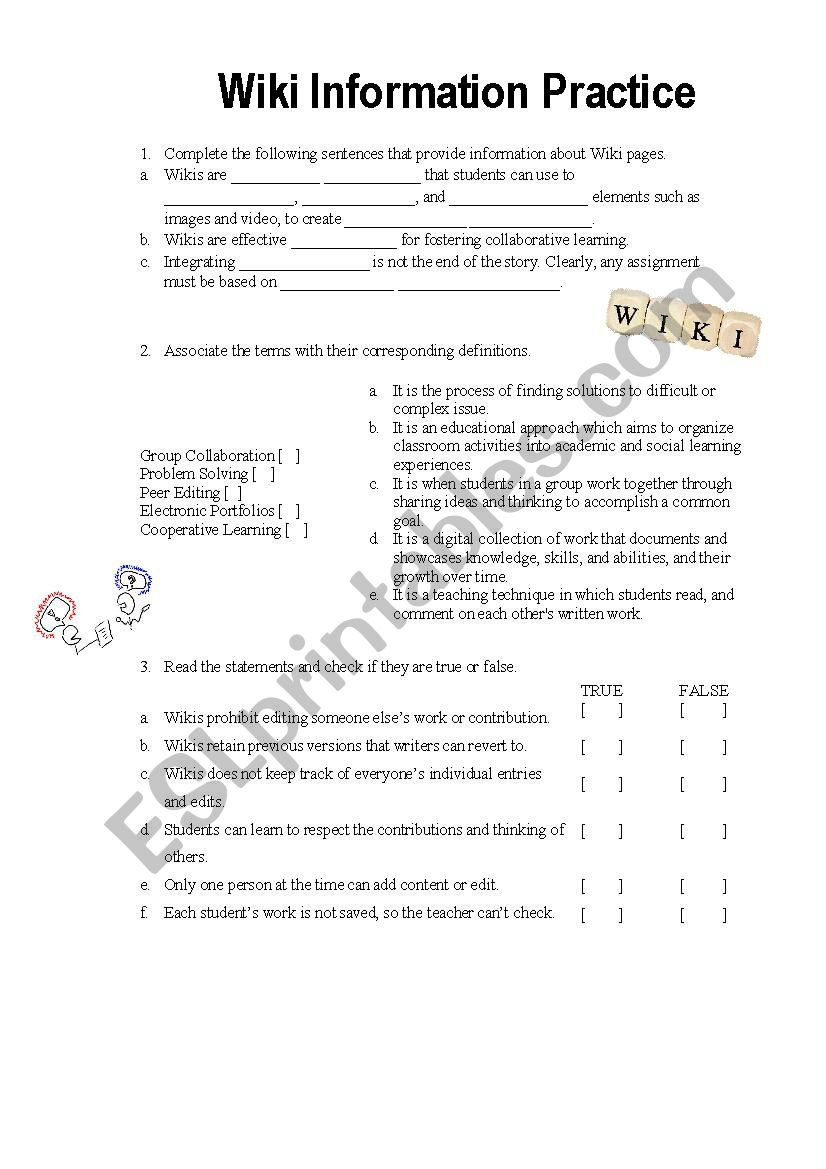 Wiki Information Practice worksheet