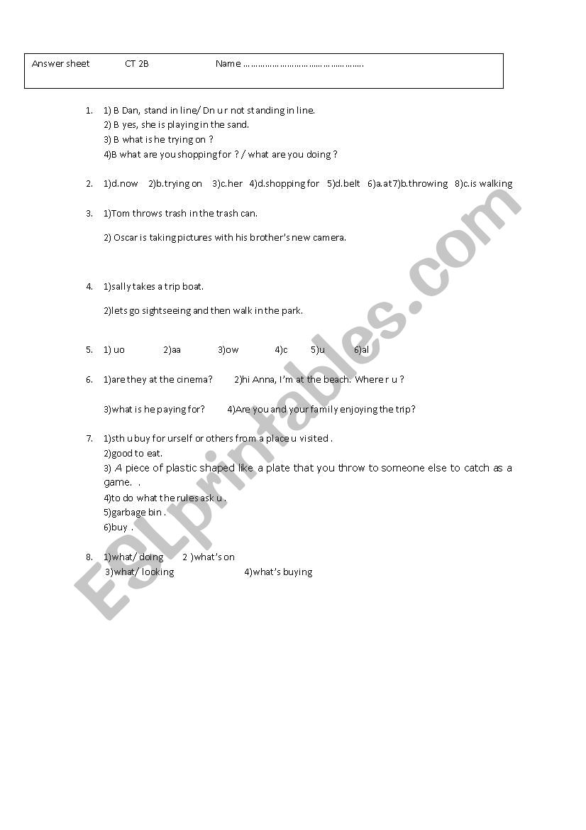 test low beginner worksheet